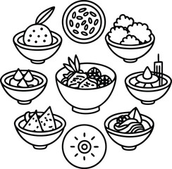 fast food icons set