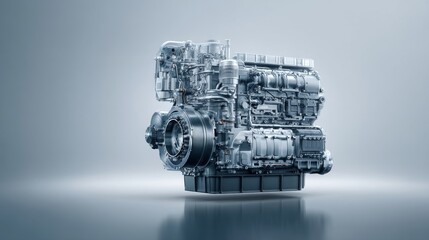 Detailed industrial engine model showcasing advanced mechanical design and technology.