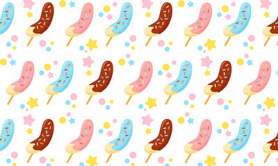 チョコバナナ イラスト パターン 背景 夏祭り 食べ物 縁日