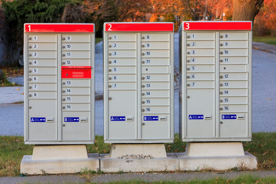 Standing Canadian Urban Community Mailboxes
