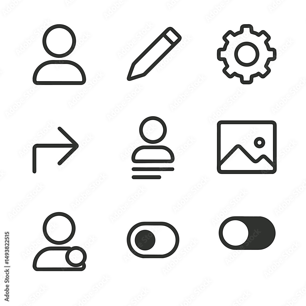 Wall mural user interface flat icons set. ui and ux design symbols for web and app development