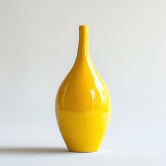 Glossy yellow vase design isolated on white background