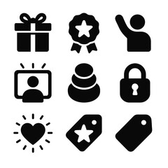 Shopping and retail silhouette icons set. commerce and sale symbols included