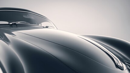 Fototapeta premium Stylish vintage car exterior with shining black paint and sleek curves.