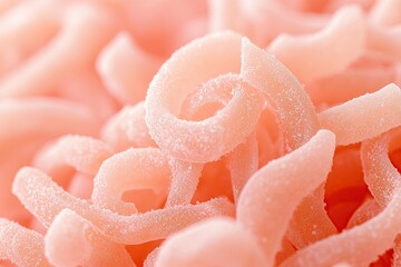 Fototapeta premium A close-up of pink macaroni pasta, the texture is made from meat and cheese