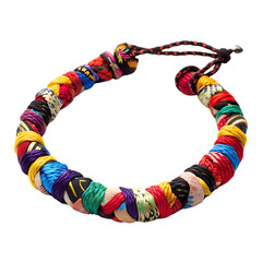 Trendy Woven Anklet with a Patchwork of Vibrant Fib Isolated on Transparent Background