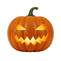 Evil jack o lantern pumpkin carving isolated on transparent background