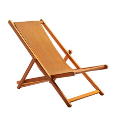 Modern Fold Away Wooden Beach Chair with an Ergonom Isolated on Transparent Background