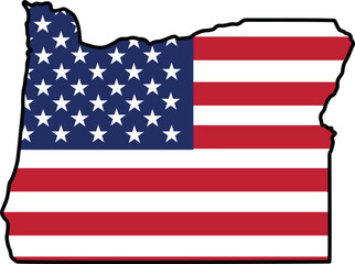 Map of Oregon State Design with USA Flag