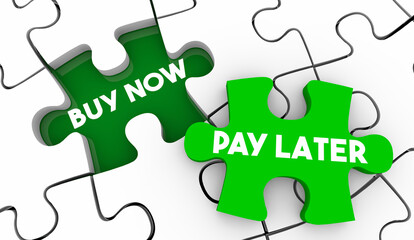 Buy Now Pay Later Puzzle Piece Customer Loan Financing No Interest 3d Illustration
