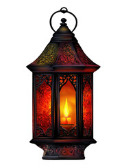Vintage Lantern with Candle Isolated on Transparent Background On Transparent Background