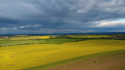 Fototapeta premium aerial view of the field of the cZech countryside