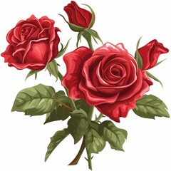 Elegant Red Rose Bouquet on White Background