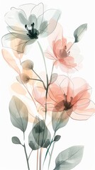 Ethereal Floral Art with Translucent Flowers and Leaves
