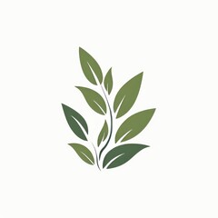 Green Leaves Plant Illustration on White Background