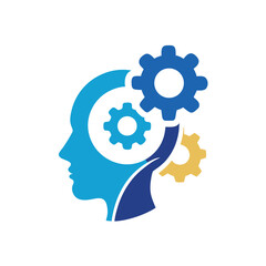 Head with Gears Logo for Innovation and Learning