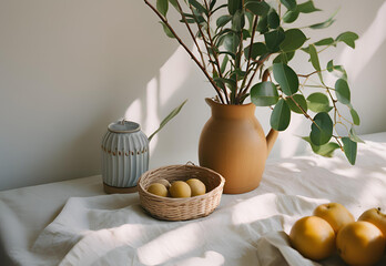 still life with a vase and flowers