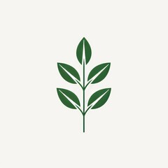 Fototapeta premium Minimalist Green Plant Stem and Leaves Design