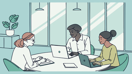 Collaborative Teamwork Diverse Team Working Together on Project