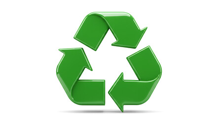 Obraz premium Glossy Green Recycling Logo Symbol Eco Friendly Sustainable Practices Environment Responsibility and