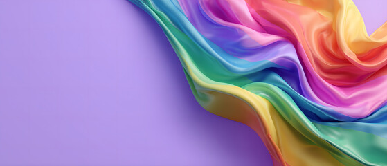 abstract, violet color background with colorful, rainbow colors wave of shiny texture; summer advertising design