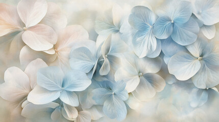 Fototapeta premium Elegant wedding invitation card background vector. Minimal hand painted Elegant Hydrangea flowers texture template background. Design for wedding, vip cover, poster, rsvp moderncard.Valentine's Day