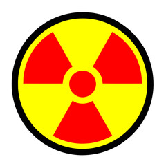 Fototapeta premium Nuclear radiation hazard symbol, isolated red on transparent background