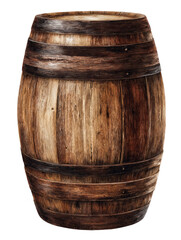 Wooden Barrel Isolated on Transparent Background On Transparent Background