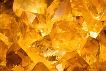 Citrine Gemstone Close up Macro. Citrine yellow quartz macro detail texture background. close-up raw rough unpolished semi-precious gemstone. Citrine geode geological crystals. Citrin (Yellow quartz).