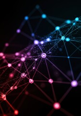 Abstract connection network with vibrant points and lines. Communication and technology concept. Digital data visualization background design.