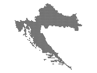 Hexagonal Grid map of Croatia Large