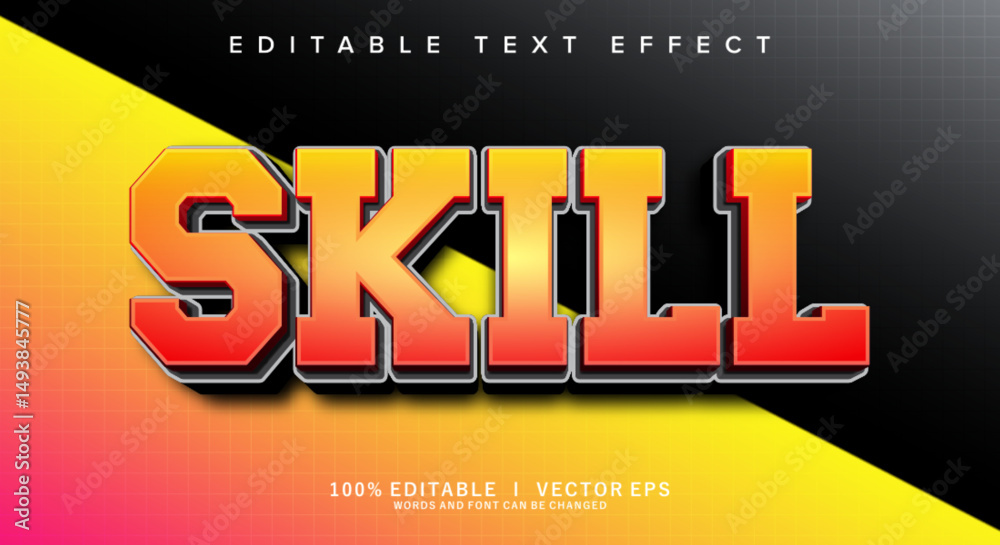 Poster skill vector text effect with modern style design