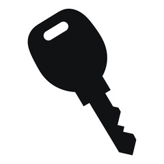 A clean, minimalist illustration of a key in black and white.