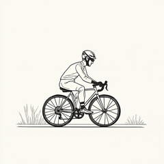 Naklejka premium Cyclist riding bicycle in minimalist style against a simple background 
