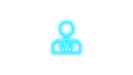 Neon icon of a person wearing a suit and tie, Neon account tie hat icon glow with transparent background