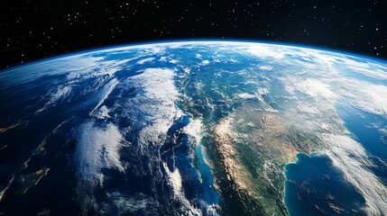 Fototapeta premium Earth visualization capturing planetary beauty through satellite imagery and aerial perspectives