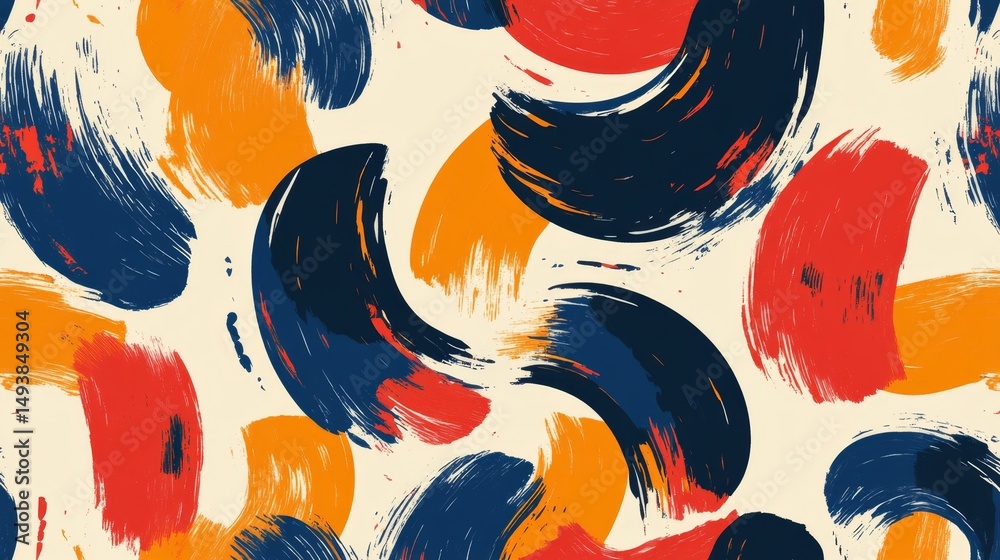 Poster creating a seamless bold abstract brush pattern for modern graphic design projects in vibrant color 