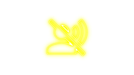 Neon icon of a person with a crossed-out sound wave, symbolizing silence or mute, Neon account voice off icon glow with transparent background