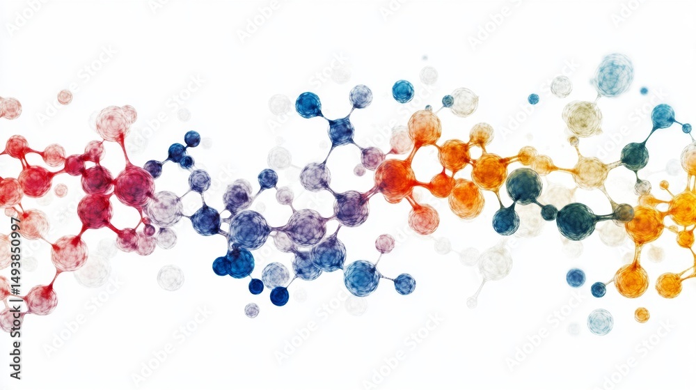Poster visualizing biological processes abstract representations of molecular structures in digital art