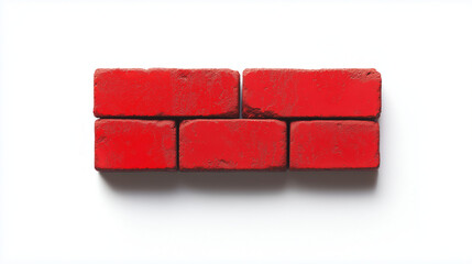 A red brick isolated on a white background, highlighting its rectangular shape, rough texture, and solid construction form.
