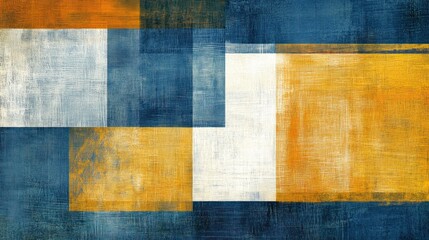 Fototapeta premium Abstract Geometric Composition in Blue, White, and Gold Hues
