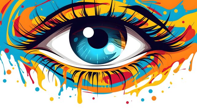 Surreal Abstract Vector Illustration of Girl with Third Eye on Face