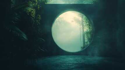 Fototapeta premium A dark forest with a large circular opening in the middle