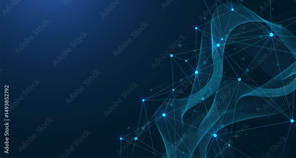 Aufkleber Global network connection concept. Big data visualization. Social network communication in the global computer networks. Internet technology. Business. Science. Vector illustration