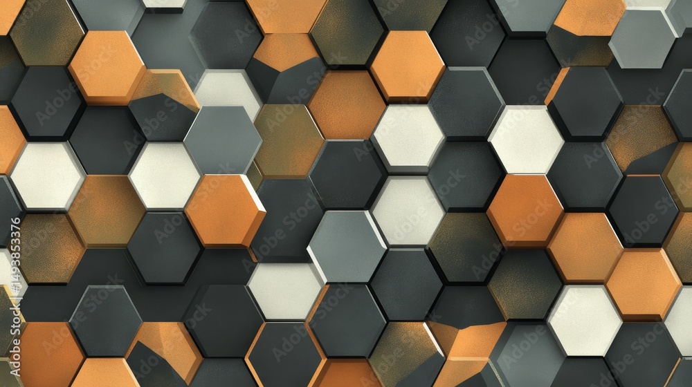 Poster creating a modern hexagonal pattern design for graphic projects in a digital environment with an abs