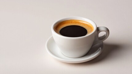 Obraz premium Minimalistic espresso experience dark coffee pouring in a kitchen table setting