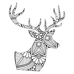 Fototapeta premium Intricate Mandala Deer Head Adult Coloring Page Design