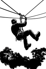 Climber suspended on ropes