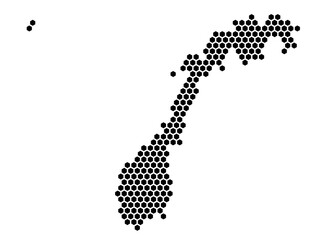 Hexagonal Grid map of Norway Small