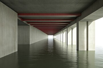 Concrete tunnel flooded